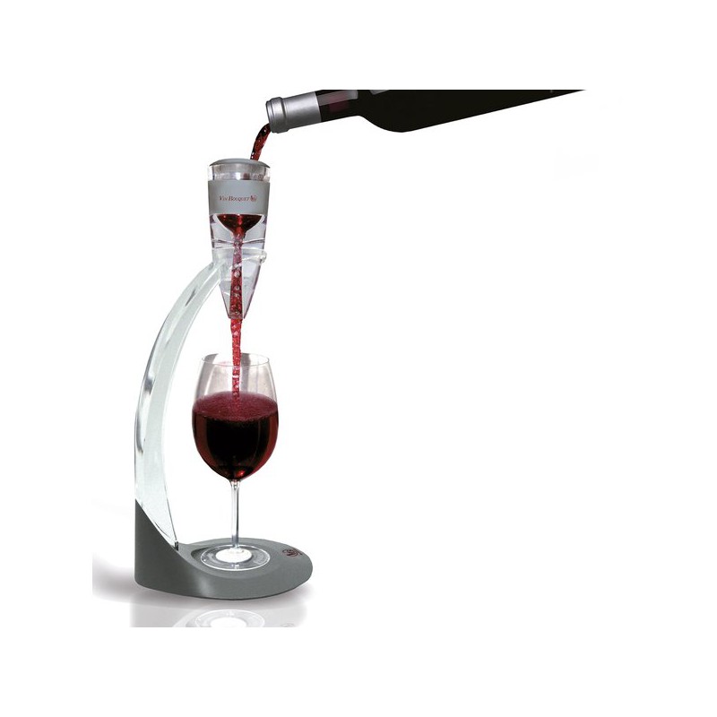 aérateur à vin avec filtre et pied de service vin bouquet