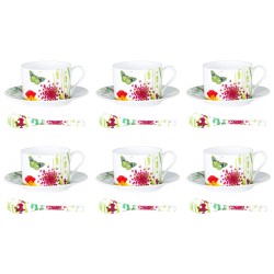coffret 6 tasses à thé Porcelaine Tutti Fiori