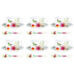 coffret 6 tasses à thé Porcelaine Tutti Fiori