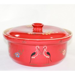 round pot red stork