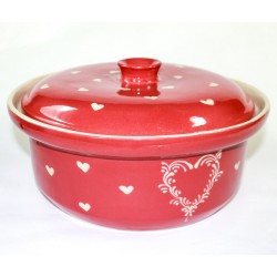 round pot red heart