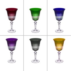 6 verres à vin cristal couleurs assorties