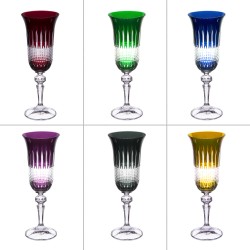 6 Flûtes à champagne cristal couleurs assorties