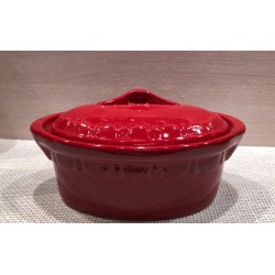 Terrine ovale 23 cm - rouge uni - Poterie d'Alsace