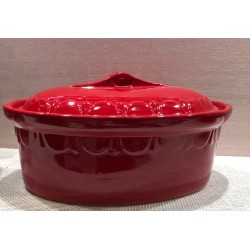 Terrine ovale 40 cm - rouge uni - Poterie d'Alsace