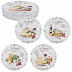 Set of 4 cheese plates, "Les fromages"