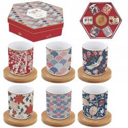 6 coffee cup with bamboo saucer Okinawa