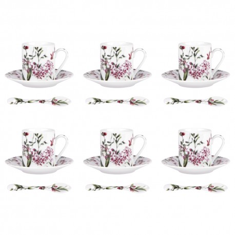 coffret 6 tasses expresso Porcelaine champêtre