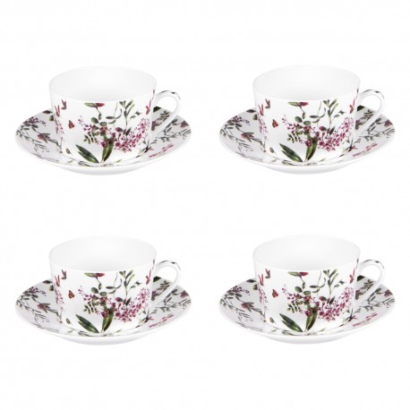 coffret 4 tasses à thé Porcelaine Champêtre