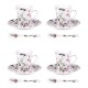 coffret 4 tasses mixte Porcelaine champêtre