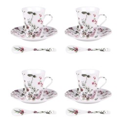 coffret 4 tasses mixte Porcelaine champêtre