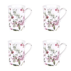 Coffret 4 Mugs Porcelaine champêtre