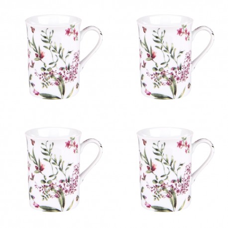 Coffret 4 Mugs Porcelaine champêtre