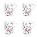 Coffret 4 Mugs Porcelaine champêtre