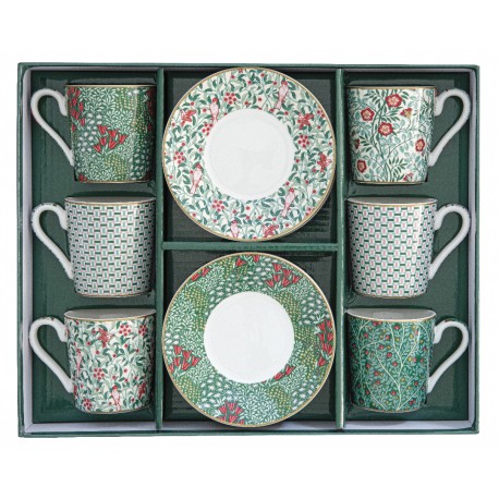 Coffret 6 tasses café 10cl avec soucoupe Floral Fantasy