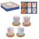 Coffret 4 tasses café avec soucoupe bambou Siracusa